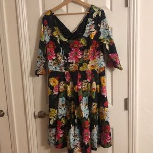 City Chic floral fit and flare dress size 18